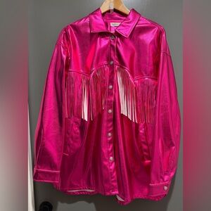 Southern Grace Hot Pink Fringe Shacket